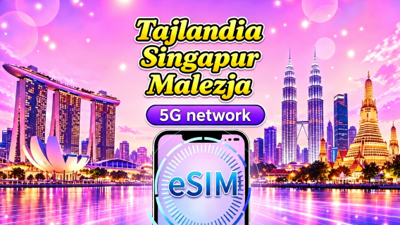 Singapur / Malezja / Tajlandia 5G eSIM | Obsługuje Google Maps / TikTok / ChatGPT | Pakiety dzienne / Pakiety danych | Rozliczanie 24-godzinne | 1–30 dni | Kod QR