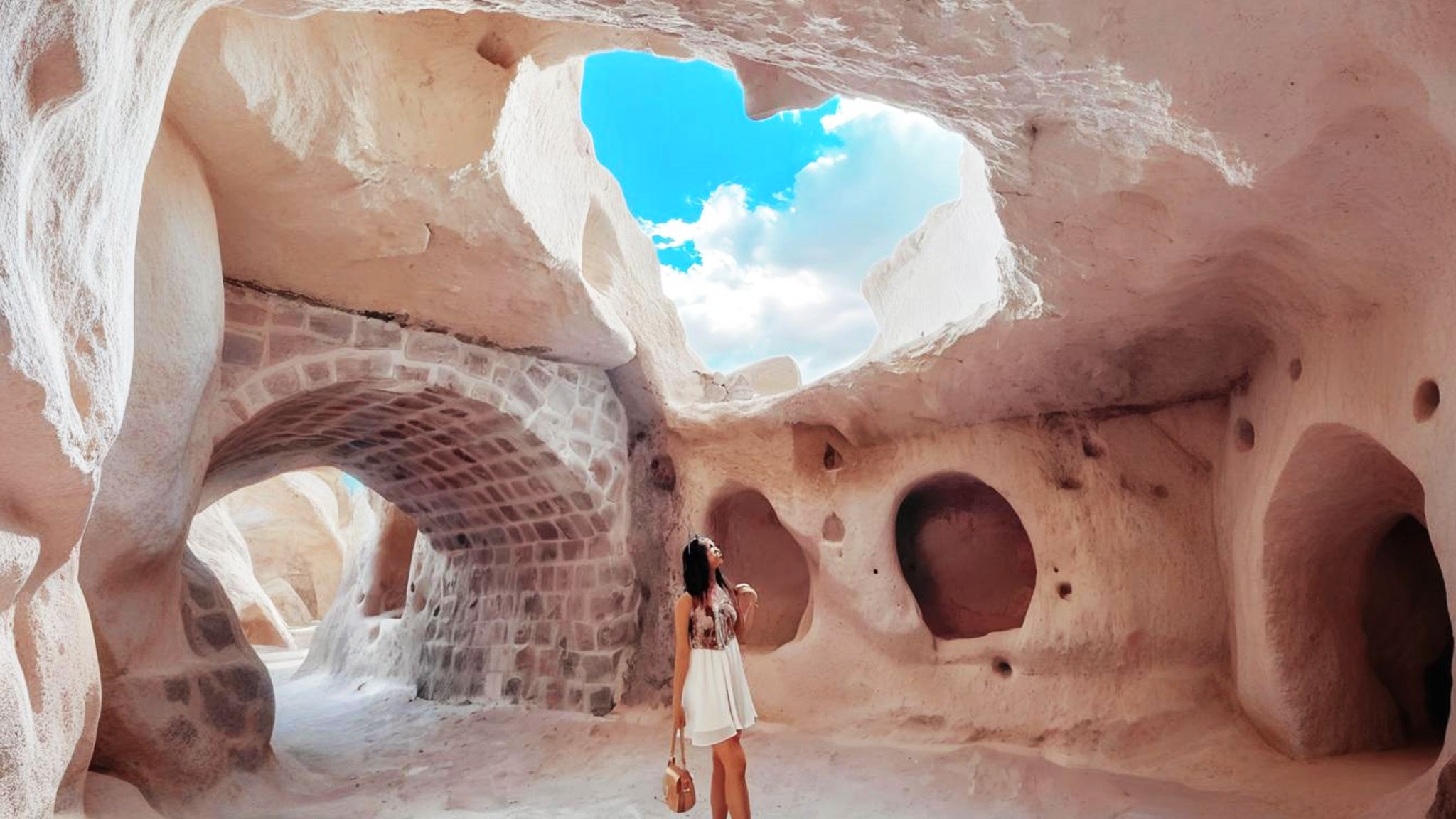 Excursión de un día por las líneas Roja y Verde de Goreme, Capadocia: Valle de las Rosas, Ciudad Subterránea y Valle de las Palomas, con guía en inglés y chino