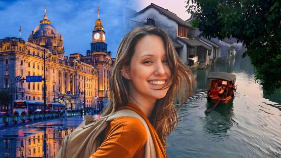 Tour en autobús por el Jardín Yuyuan, la Calle Antigua, el Bund y la Ciudad Acuática de Zhujiajiao