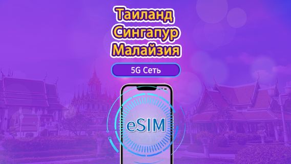 Сингапур/Малайзия/Таиланд|4G/5G eSIM|Ежедневный пакет / Пакет трафика|Трафик сбрасывается раз в 24 часа|1-30 дней|QR-код