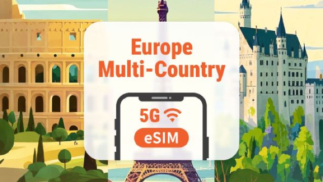 Europe 41 miejsc 5G eSIM | Opcje 1-30 dni z limitem danych i dziennym | Kod QR bez oczekiwania na wysyłkę | Szybka aktywacja jednym kliknięciem