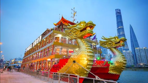 Shanghai - Nachtelijke "Draken"boottocht op de Huangpu-rivier + buffet - Chinese culturele boottocht — Gecureerd · Geverifieerd · Zorgenvrij
