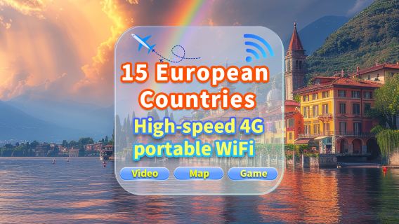 [15 European countries] 4G network | Unlimited traffic | Self-pickup at the airport | WiFi rental, high-speed traffic, shared by multiple people, ready to use at boot, 12H standby, 24H customer service