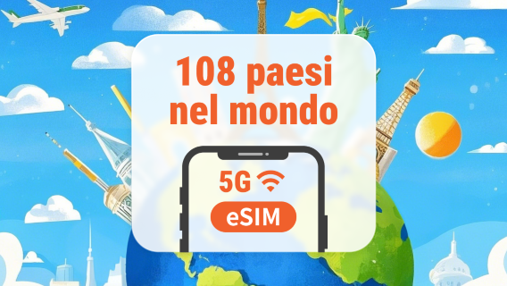 Global 108 destinazioni 5G eSIM | Una eSIM, copertura globale | 1–30 giorni | QR istantaneo