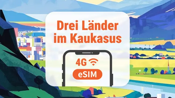 Kaukasus 3 Reiseziele 5G eSIM | Georgien, Aserbaidschan & Armenien | 1–30 Tage | Sofortiger QR-Code