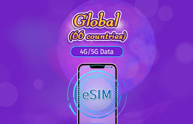 Global (66 Länder) | 5G/4G eSIM | Gesamtpaket | 24-Stunden Abrechnung | 1–7 Tage | QR-Code