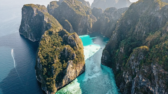 Thaïlande : Excursion d'une journée en catamaran et bateau rapide à Phuket : Îles Phi Phi (Grande et Petite), Koh Khai Nok et Île Bambou