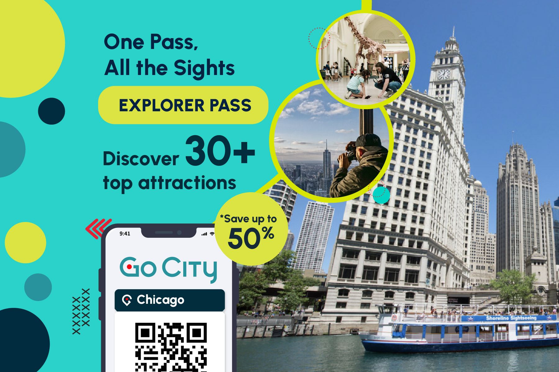 Go City シカゴ自選パス【公式運営/30以上の人気観光スポット含む/シカゴ360°展望台/フライオーバー・シカゴ】|シカゴエクスプローラーパス