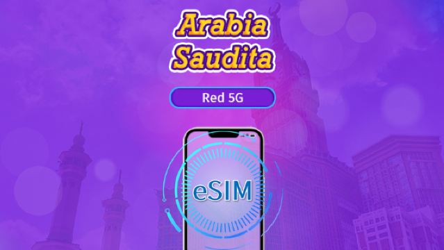 Arabia Saudita | eSIM 5G/4G | Pase diario/Plan Completo | Facturación cada 24 horas | 1-30 días | Código QR