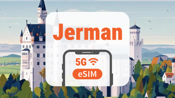 eSIM 5G Jerman | 2 Jaringan • All AI & TikTok | 1–30 Hari | QR Code