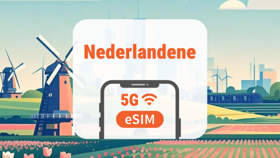 Nederlandene 5G eSIM | Dobbelt netværk • Alle AI & TikTok | 1–30 dage | QR-kode