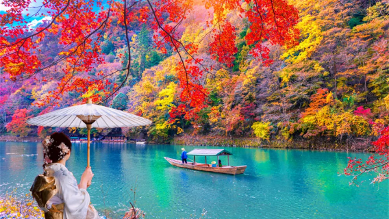 Tour 1 ngày Kyoto Sanzen-in Arashiyama [Tàu hỏa nhỏ, Đường mòn tre, Chùa Tenryu, Cầu Togetsukyo] ngắm lá phong