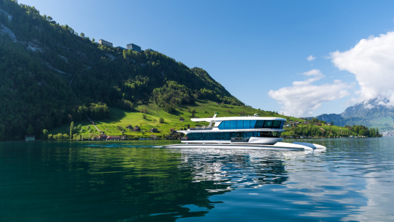 60 min round-trip catamaran sightseeing cruise on Lake Lucerne
