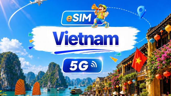 Vietnam 5G/4G eSIM | Daglig paket/Totalpaket | 500MB/dag - Totalt 30GB | 1-30 dagar | 24-timmarsformat | QR-kod