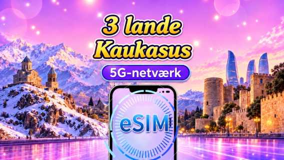 5G eSIM til 3 lande i Kaukasus | Understøtter Google Maps/TikTok/ChatGPT Daglig pakke/datapakke | Afregning pr. kalenderdag | 1–30 dage | QR-kode