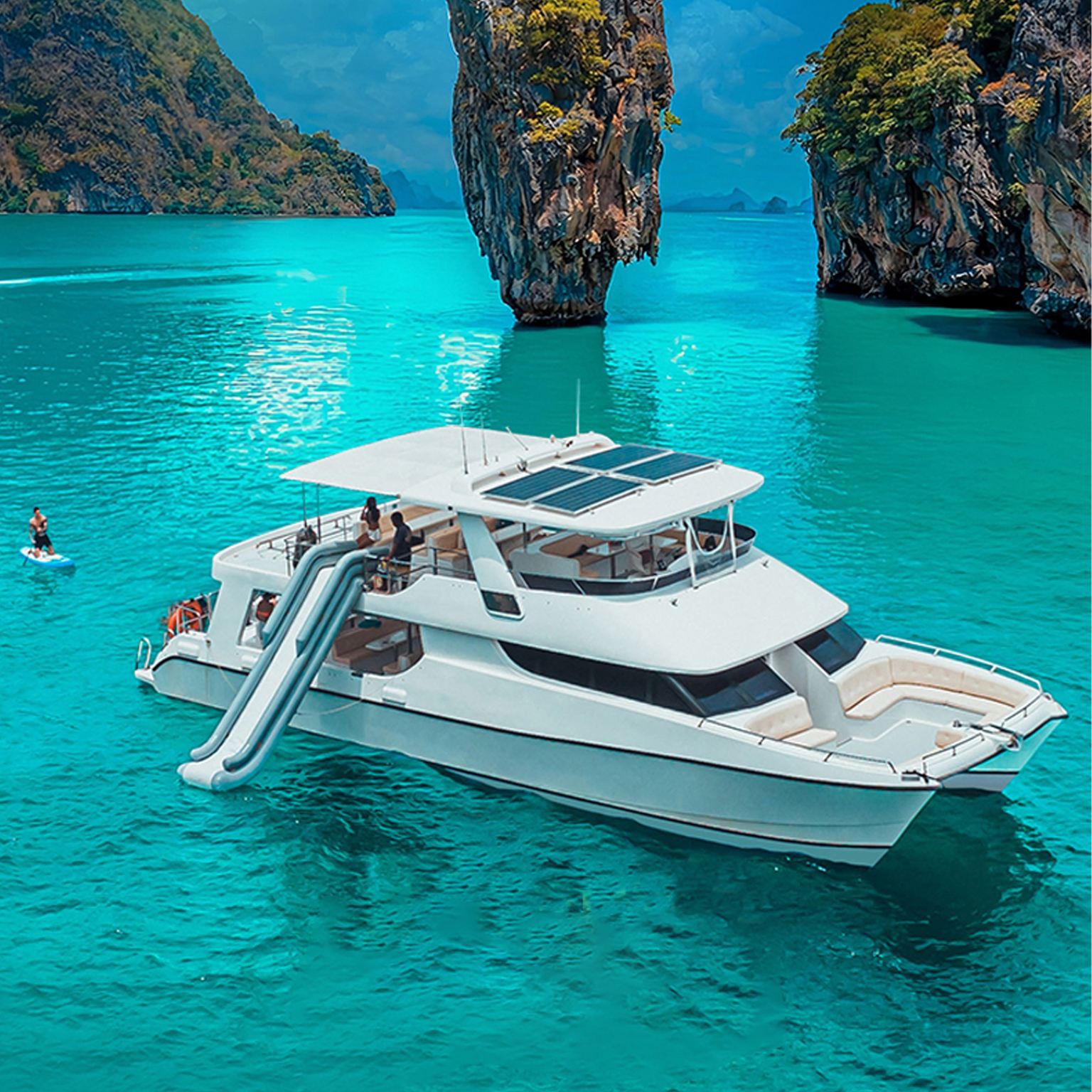 泰國攀牙灣出海包船拼船遊艇新激情號大白號帆船007島皮艇泛舟日落大船洪島音樂派對普吉島星光之旅租船