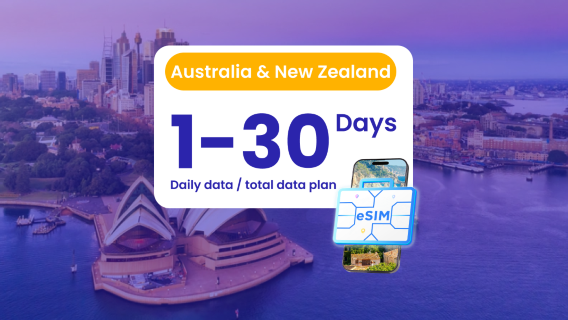 Australia & New Zealand eSIM | 4G/5G eSIM | Daily Package/Total Data Package | 1-30 days | QR code