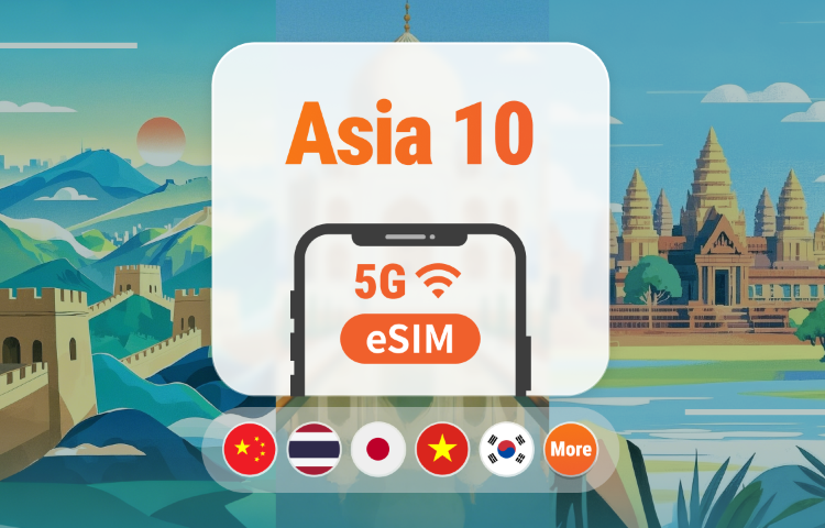 Asia 10 Regions 5G eSIM | Multi-Network • ChatGPT | 1–30 Days | QR Code