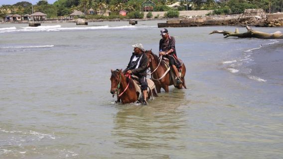 Beach horse back riding with countryside