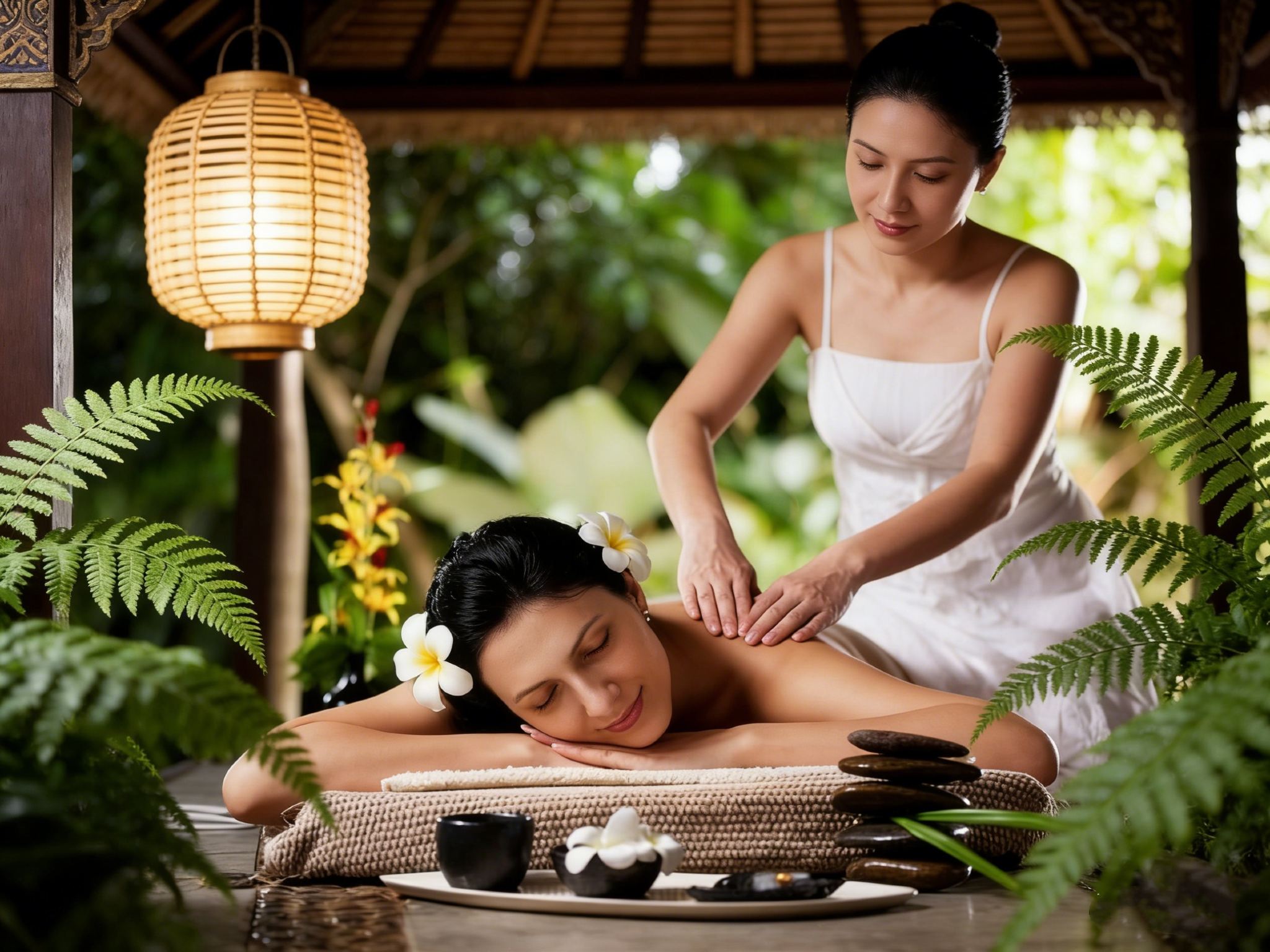 Esperienza termale unica a Bali | SPA Sushine con opzione di trasporto, massaggio con pietre calde/oli essenziali, Lulur, massaggio a 5 stelle e bagno di petali