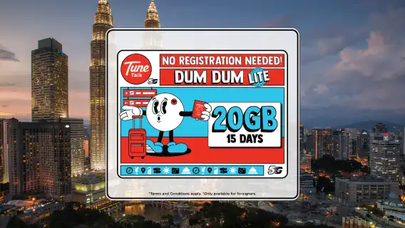 [馬來西亞] TuneTalk | 4/5G SIM卡 |吉隆坡/亞庇/檳城機場接送 |數據與通話