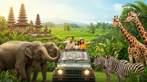 Tour VIP in auto privata allo zoo safari di Bali + avventura nella giungla con rinoceronti, elefanti e leoni
