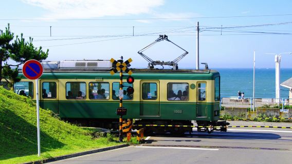 Excursion d'une journée à Kamakura | Expérience du train Enoden : Grand Bouddha de Kamakura · Enoshima · Komachi-dori · Sanctuaire Tsurugaoka Hachimangu