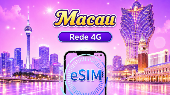 eSIM 4G de Macau | Suporte para Google Maps/Tiktok/ChatGPT | Pacote diário/Pacote de dados | Cobrança de 24 horas | 1-30 dias | Código QR