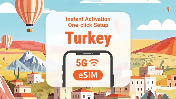 eSIM 5G Turchia | Doppia rete | 1–30 giorni | QR istantaneo