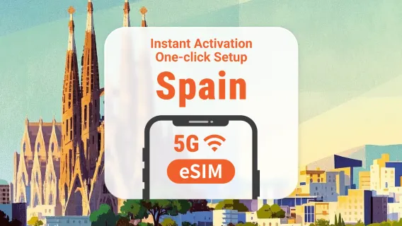 Spagna 5G eSIM | Multi-rete | 1–30 giorni | QR istantaneo