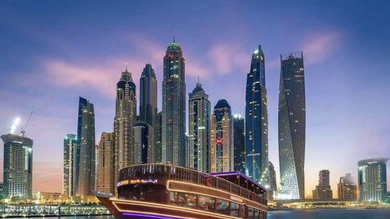 Dubai Marina luxury Dhow Cruise with 5-star Dinner Buffet and transfers