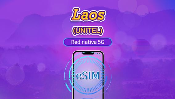 Laos | UNITEL 5G/4G eSIM | Paquete de Datos | Número local | Los datos se renuevan cada 24 horas | Válido 5-30 días | Código QR