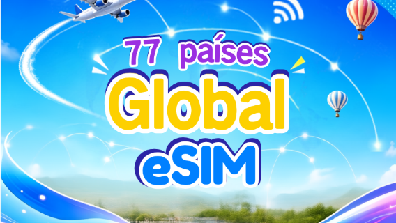 eSIM Global (77 países) 5G/4G | Compatível com Google Maps/TikTok/ChatGPT | Plano de dados | Cobrança a cada 24 horas | 1–7 dias | Código QR