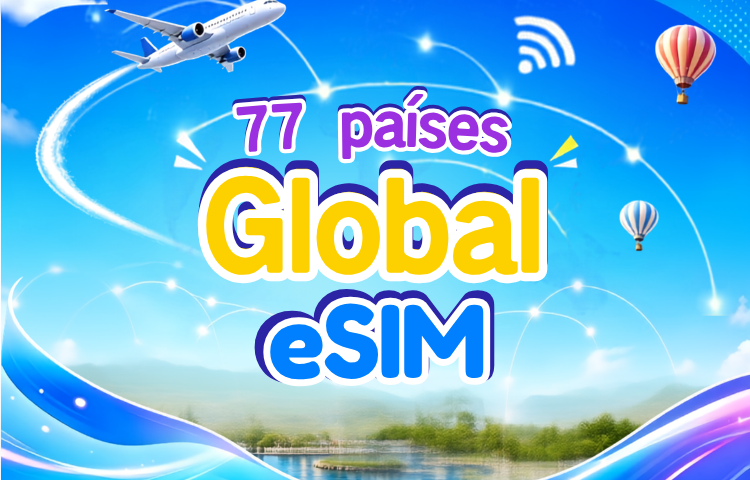 eSIM Global (77 países) 5G/4G | Compatível com Google Maps/TikTok/ChatGPT | Plano de dados | Cobrança a cada 24 horas | 1–7 dias | Código QR