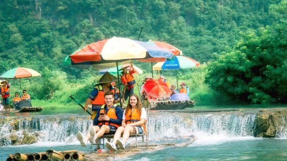 8-Personen-Kleingruppe Guilin Yangshuo Li-Fluss Yulong-Fluss Bambusfloßfahrt + Ruyi-Berg Tagesausflug Seilbahn/Glasbrücke