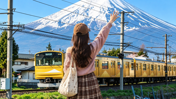 Excursion d'une journée immersive au Mont Fuji : Téléphérique du lac Kawaguchi/Croisière & Train du Mont Fuji & Spots Instagrammables