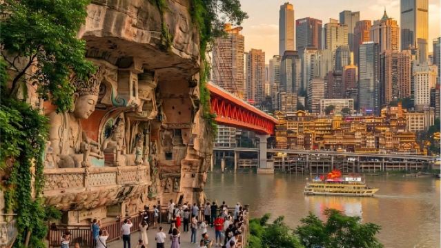 Dazu Rock Carvings + Guanyinqiao Business District + Air-Raid Shelter Hot Pot Day Tour