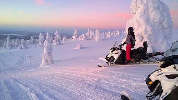 Rovaniemen moottorikelkkailukokemus|Jäidenkalastus/revontulien seuraaminen/metsämaastojen ajelu - eri aktiviteetteja saatavilla