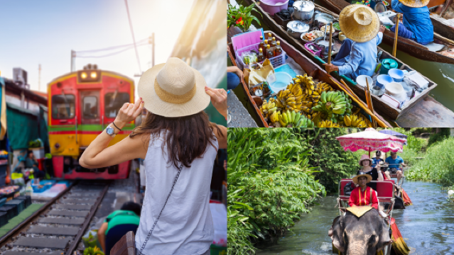 タイ・バンコク｜ダムヌンサドゥアック水上マーケットとメークロン線路市場 往復シャトルバス送迎｜午前発・半日