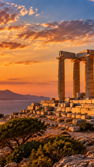 Athens departure | Sunset half-day tour at Cape Sounion | Round-trip tourist bus