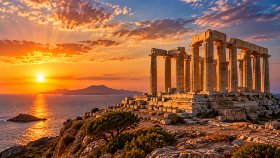 Atenas salida | Excursión de medio día al atardecer en el cabo Sunión | autobús ida y vuelta
