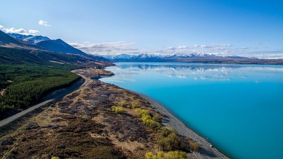 뉴질랜드 남섬 크라이스트처치-퀸스타운 관광 버스(편도) 크라이스트처치 + 테카포 호수 + 선한 목자 교회 + 마운트쿡 빙하 + 퀸스타운 파노라마 관광 버스