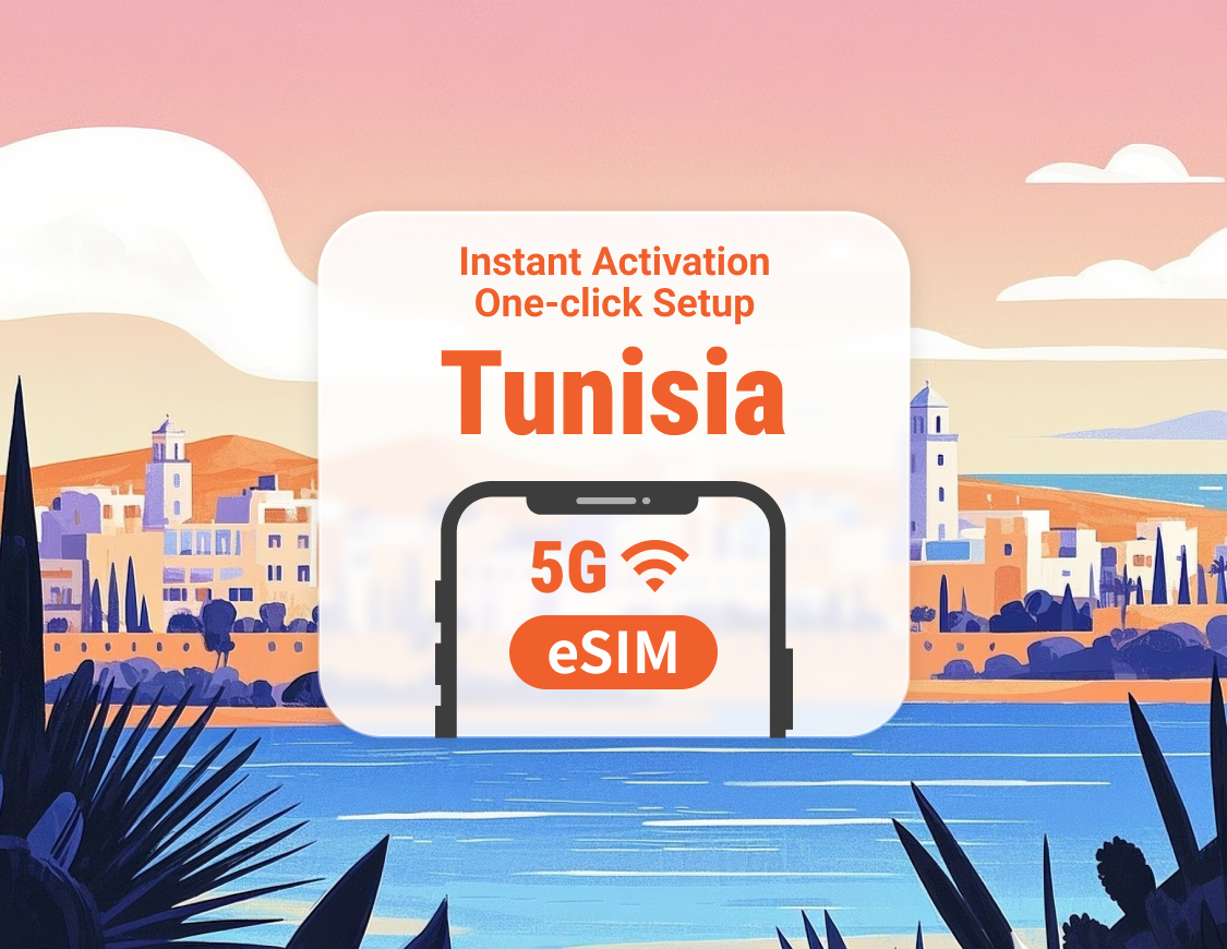 Tunisia 5G eSIM | Dual Network Coverage | 1–30 Days | Instant QR