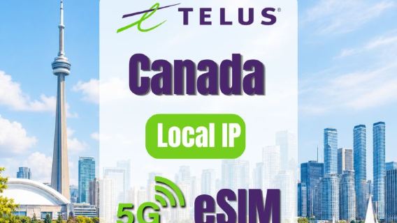 Canada 5G eSIM | Native TELUS | Full Yellowknife Coverage | 25GB/50GB/75GB | Unlimited Local Calls in Canada | Buy and Use Immediately | QR Code