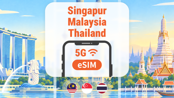 Singapur · Malaysia · Thailand 5G eSIM | All AI & TikTok | 1–30 Tage | QR-Code