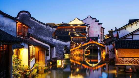 Wuzhen East and West Scenic Area Night View Day Tour from Hangzhou (Chinese-language group tour)