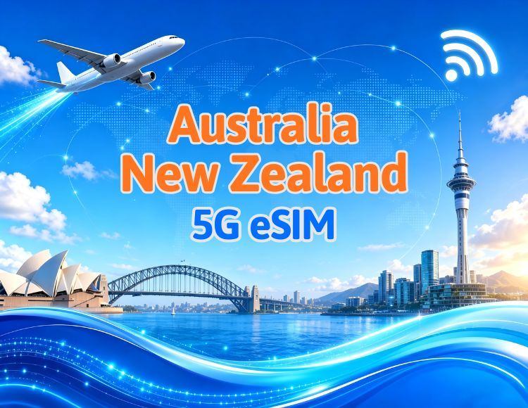 澳大利亞/紐西蘭 5G eSIM | 支援 Google Maps/ChatGPT | 日用量包/流量包 | 1-30 天 | 按 24 小時計費 | QR code