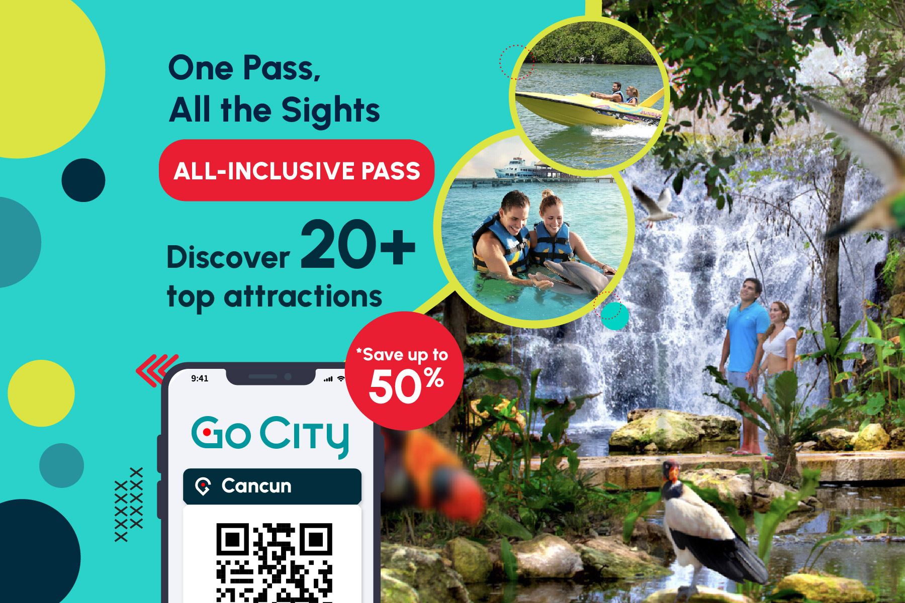 Go City カンクン周遊パス【公式直営/10以上の人気観光スポット含む/カンクン観覧車/カンクンインタラクティブ水族館】|カンクン・オールインクルーシブパス