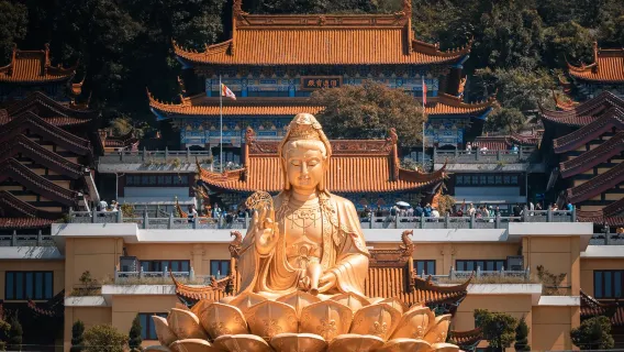 [Escursione a Nanchino con noleggio con conducente esclusivo] Tempio di Guanyin sul Monte Donglu + Giardino Yuyuan + Crociera sul Fiume Qinhuai