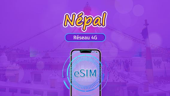 Népal | eSIM 5G/4G | Forfait total | Facturation 24h | 30 jours | Code QR
